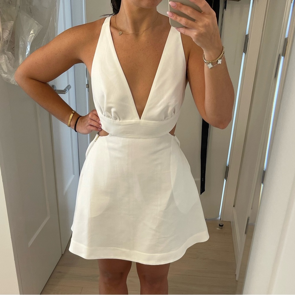 NWT LoveShackFancy Till Cut Out Taffeta Bridal White Mini Dress Size 2